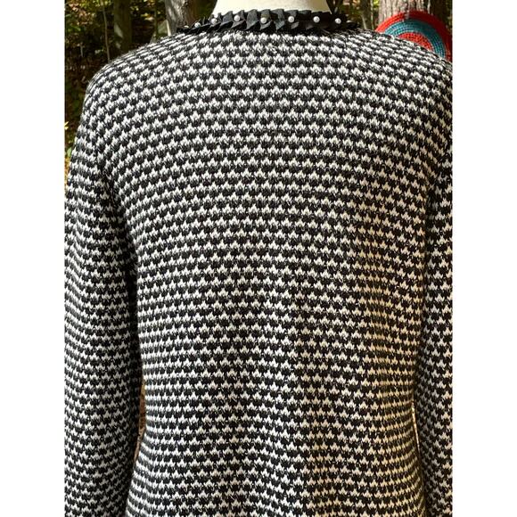 JM Collection Black Silver Thread Sweater Cardigan Jacket Size PM Cotton Blend - Picture 7 of 13